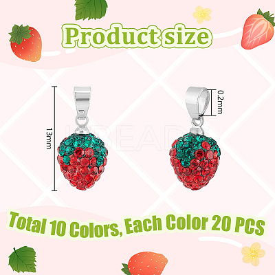 12Pcs Polymer Clay Rhinestone Pendants RB-PH0001-52-1