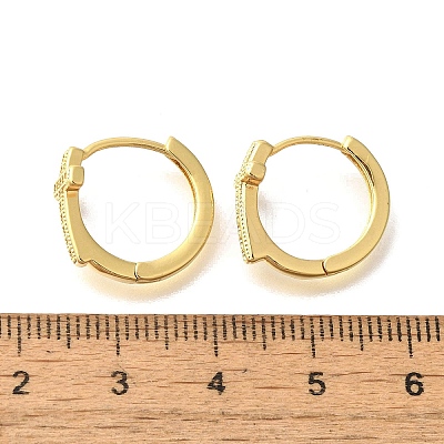 Brass Clear Cubic Zirconia Hoop Earrings EJEW-M047-03G-1