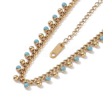 304 Stainless Steel Enamel Chain Necklaces NJEW-P302-03G-1