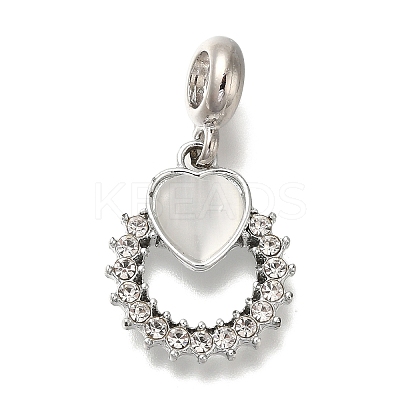 Rack Plating Alloy Crystal Rhinestone European Dangle Charms PALLOY-P307-11A-P-1