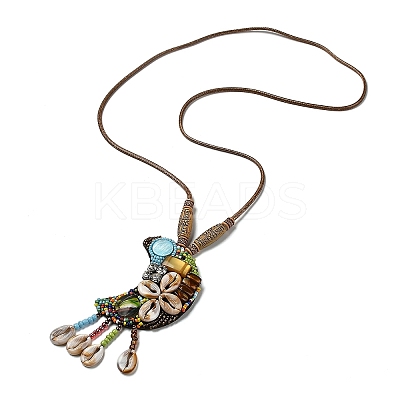 Retro Style Glass & Acrylic & CCB Beads Pendant Necklaces NJEW-Q349-01C-1
