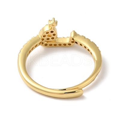 Rack Plating Brass Cubic Zirconia Arabic Letters Adjustable Rings for Women RJEW-S407-10G-09-1