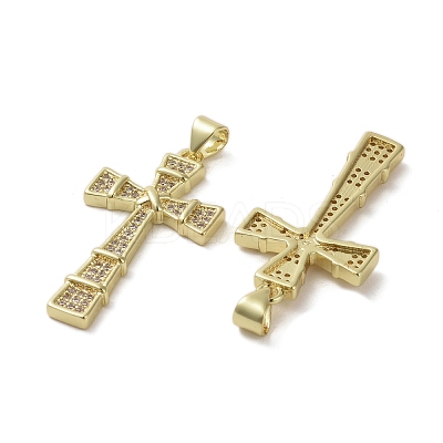 Brass Micro Pave Clear Cubic Zirconia Pendants KK-H466-09G-04-1