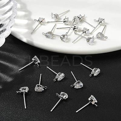 SHEGRACE Brass Clear Cubic Zirconia Teardrop Stud Earring Findings XGR0104P-116P-1