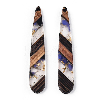 Transparent Resin & Walnut Wood Big Pendants RESI-E050-01B-A-1