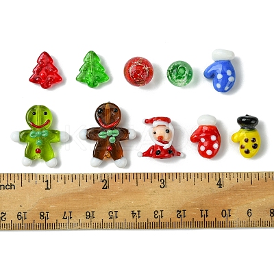 Christmas Theme Handmade Lampwork with Transparent Glass Bead Set DIY-FS0006-97-1