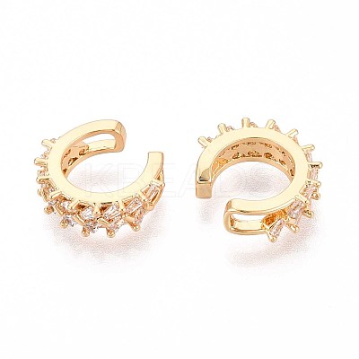 Brass Micro Pave Clear Cubic Zirconia Cuff Earrings EJEW-T047-56G-1