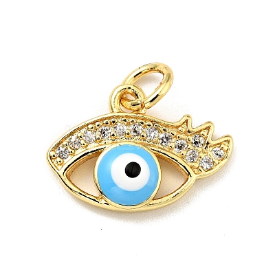 Rack Plating Brass Micro Pave Clear Cubic Zirconia Charms KK-G394-07G-1