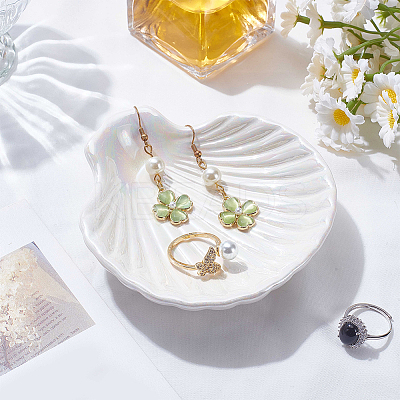 Shell Shaped Porcelain Jewelry Storage Display Trays for Rings AJEW-SP0006-06A-01-1
