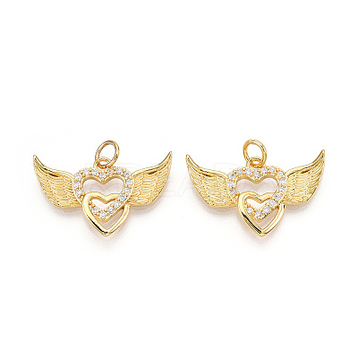 Brass Micro Pave Cubic Zirconia Pendants ZIRC-T016-03G-1