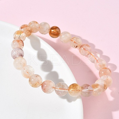 Natural Citrine Round Beads Stretch Bracelets for Women BJEW-Z158-03C-03-1