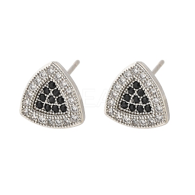 Brass Micro Pave Cubic Zirconia Stud Earrings for Women EJEW-G428-11P-03-1
