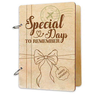 Wooden 2-Ring Loose Leaf Binder Postcard Phote Album Cover DIY-WH0547-028-1