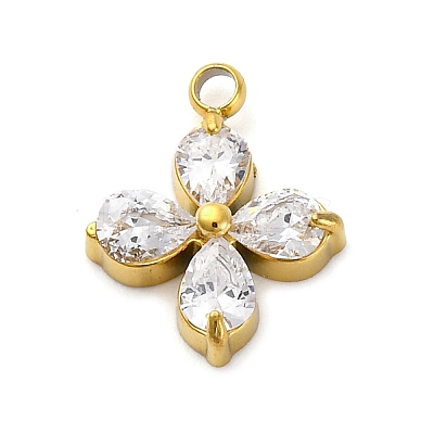 304 Stainless Steel Micro Pave Cubic Zirconia Pendants STAS-U042-06G-05-1