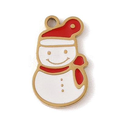 Christmas Theme Ion Plating(IP) 304 Stainless Steel Enamel Pendants STAS-Z083-07G-09-1
