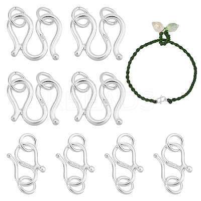 8Pcs 2 Styles 925 Sterling Silver Hook and S-Hook Clasps STER-PH0001-83-1