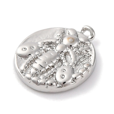 Brass Pendants With Clear Cubic Zirconia KK-S403-03P-1