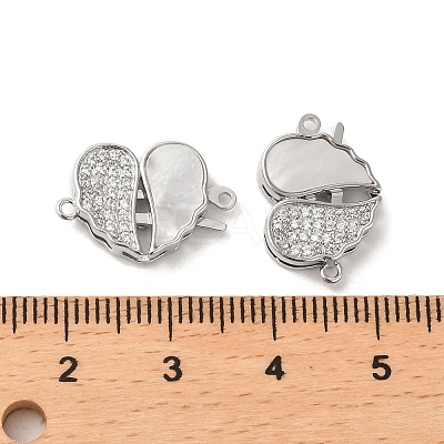 Brass Micro Pave Clear Cubic Zirconia Connector Charms KK-P260-19P-02-1