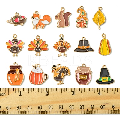 30Pcs 15 Styles Thanksgiving Day Alloy Enamel Pendants ENAM-FS0001-98-1