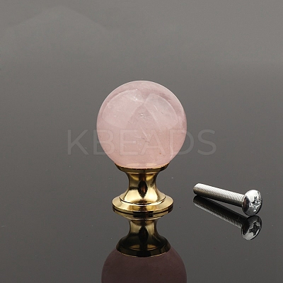 Metal & Natural Rose Quartz Drawer Knobs PW-WG57F80-02-1