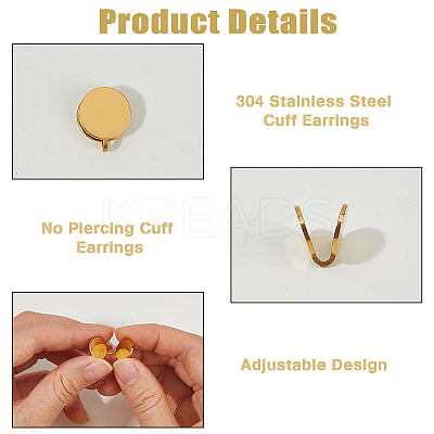 12Pcs 304 Stainless Steel Cuff Earrings EJEW-HS0001-28G-1