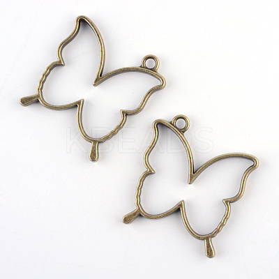 Rack Plating Alloy Butterfly Open Back Bezel Pendants X-PALLOY-S047-34F-FF-1
