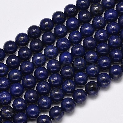 Dyed Natural Lapis Lazuli Round Beads Strands G-M169-8mm-05-1