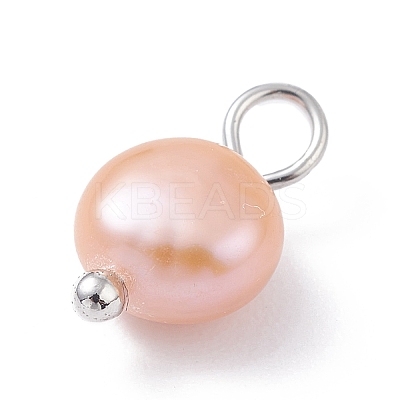 Natural Cultured Freshwater Pearl Charms X-PALLOY-JF01099-02-1