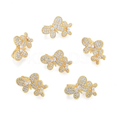 Brass Pave Clear Cubic Zirconia Twister Clasps KK-A165-06G-1