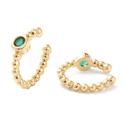 Brass Micro Pave Cubic Zirconia Cuff Earrings EJEW-H109-01F-G-1