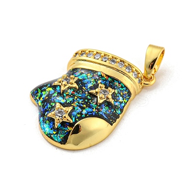 Christmas Brass Micro Pave Cubic Zirconia Pendants KK-H468-02A-03G-1