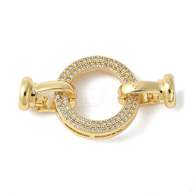 Brass Pave Clear Cubic Zirconia Fold Over Clasps KK-M320-24G-1