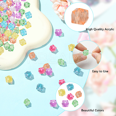 300Pcs Transparent Acrylic Beads ACRP-PA0001-01C-1