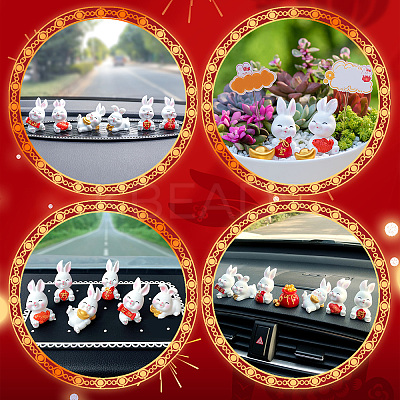 18Pcs 6 Style Rabbit Resin Display Decorations DJEW-CP0001-21-1