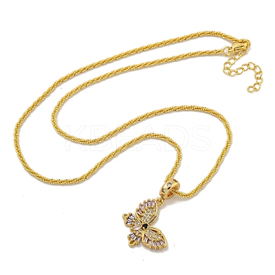 Rack Plating Brass Pave Colorful Cubic Zirconia Butterfly Pendant Necklaces NJEW-A031-04G-1
