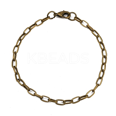 Antique Bronze Tone Iron Cable Chain Bracelet Making X-IFIN-H031-AB-1