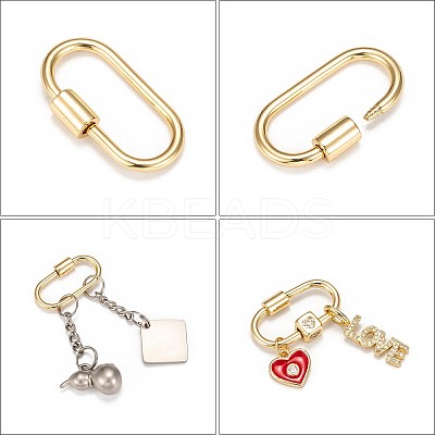 Brass Screw Carabiner Lock Charms LS-KK-T047-07G-1
