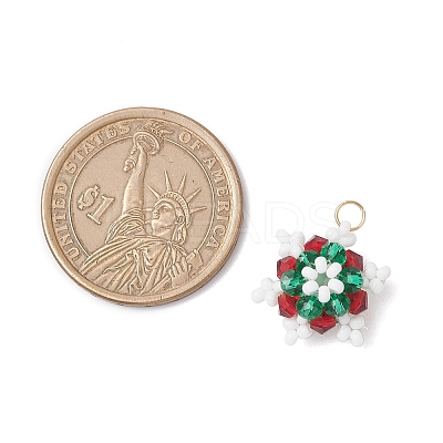 Glass Seed Beaded Snowflake Pendants PALLOY-MZ00815-05-1