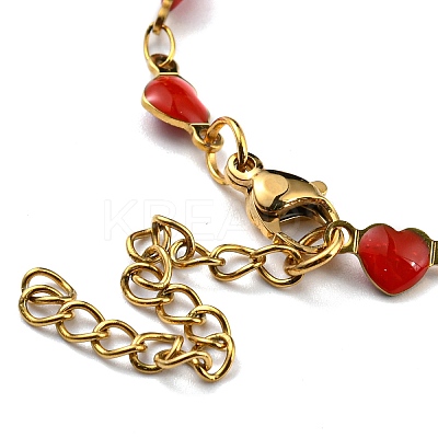 Ion Plating(IP) Golden 304 Stainless Steel Heart Link Chain Necklaces NJEW-E098-02G-1
