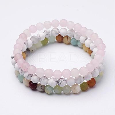 Mixed Gemstone Beaded Stretch Bracelet Sets BJEW-JB02623-1