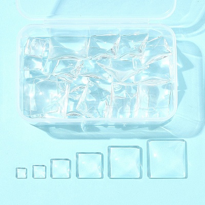 48Pcs 6 Styles Transparent Square Glass Cabochons GGLA-FS0001-06-1
