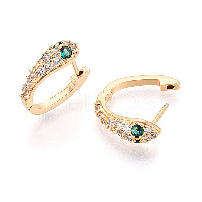 Brass Micro Pave Cubic Zirconia Snake Hoop Earrings EJEW-T048-32G-1