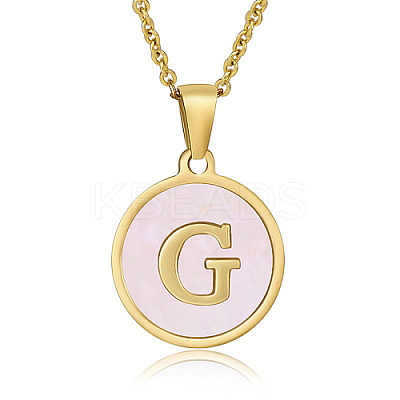 Natural Shell Initial Letter Pendant Necklace LE4192-9-1