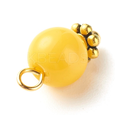 Imitation Jade Round Glass Beads Charms PALLOY-JF01142-1