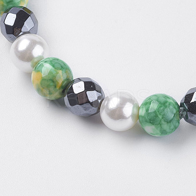 Synthetic Hematite Beads Stretch Bracelets BJEW-I241-26G-1