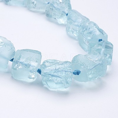 Rough Synthetic Aquamarine Beaded Necklaces NJEW-G924-03-1