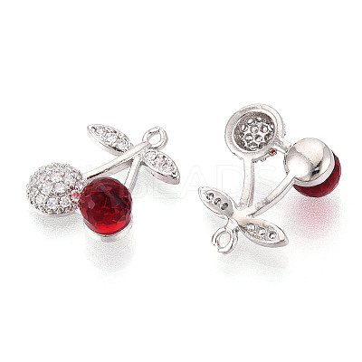 Brass Micro Pave Cubic Zirconia and Glass Pendants KK-T076-01P-1