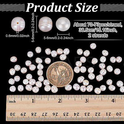 2 Strands Natural Cultured Freshwater Pearl Beads Strands PEAR-NB0002-55-1