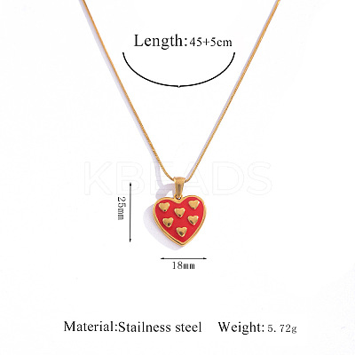 304 Stainless Steel Enamel Red Geometric Pendant Necklaces FS-WGE6FD0-07-1