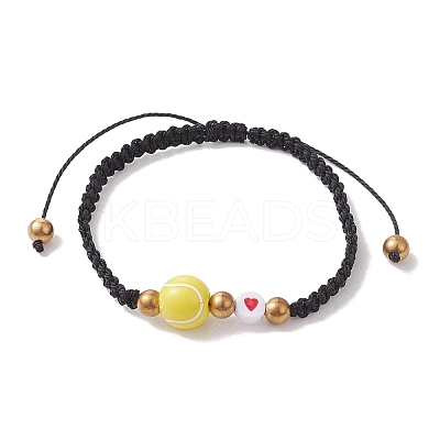 Sport Theme Acylic & Alloy Braided Bead Bracelet BJEW-JB10122-03-1